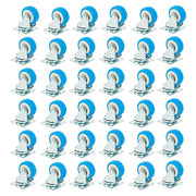DURAFORCE 36 Pack Caster Swivel Plate On Blue Polyurethane Wheels 2" Size Wheels No Brake