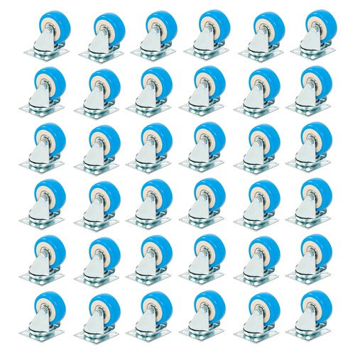 DURAFORCE 36 Pack Caster Swivel Plate On Blue Polyurethane Wheels 2" Size Wheels No Brake
