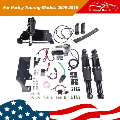 DURAFORCE Rear Air Ride Suspension Set w/ Stand for Harley Touring Electra Glide 2009-2016