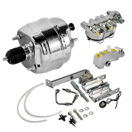 DURAFORCE 9" Chrome Brake Booster & 1 1/8th Master Cylinder & PV4 Disc For 68-82 Corvette