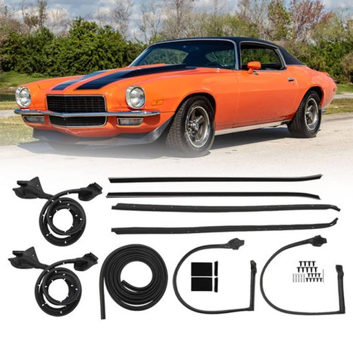 DURAFORCE Rubber Black Fit For 1970-1981 Pontiac Firebird Window Outer Pressure Strip+Seal
