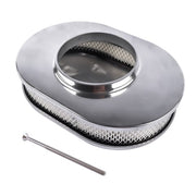 DURAFORCE 12" Oval Fully Finned Polished Aluminum Air Cleaner For Classic Chevy Ford Mopar