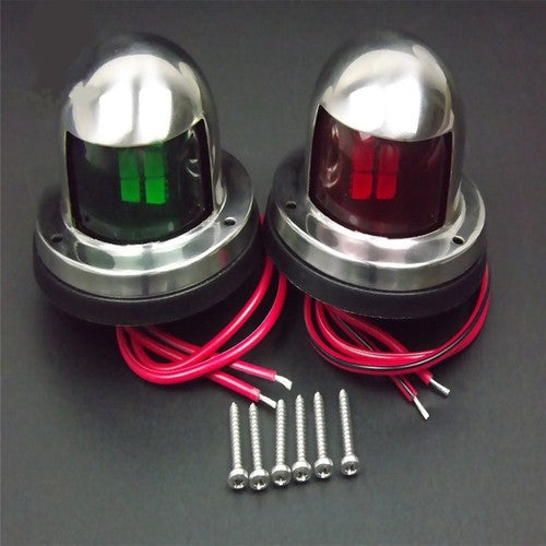 DURAFORCE Pair of Marine Yacht Pontoons Stainless Steel LED Bow Navigation Lights 12V