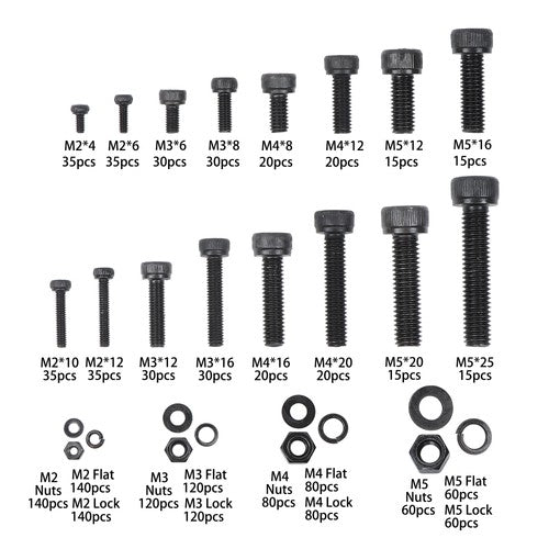 DURAFORCE 1600Pcs Metric Screw Assortment,M2 M3 M4 M5 Screws Nuts and Bolts Assortment Kit