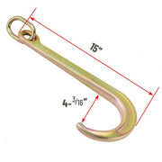DURAFORCE (2) 15 Inch J Hook Chain Link Tow Axle Strap Wrecker Clevis WLL G70 5400LBS