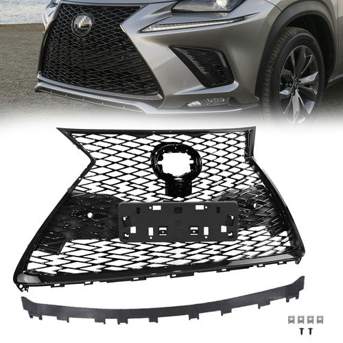 DURAFORCE Front Grille Gloss Black Fit 2018-2021 Lexus NX300 NX300h F-Sport 53101-78130