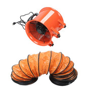 DURAFORCE Portable Blower Steel 10 Inch, 1520 CFM 320W Industrial Orange 33ft Ducting