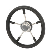 DURAFORCE New Stainless Steel Yach Steering Wheel with PU Foam 5 Spoke 13-7/8 Inch?Black?