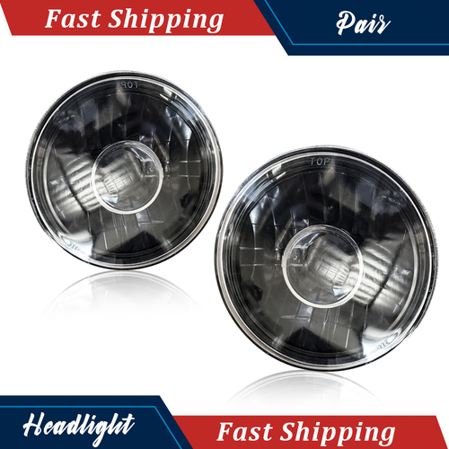DURAFORCE Pair 7" Inch Round Clear Lens Chrome Projector Headlights Headlamps Left Right