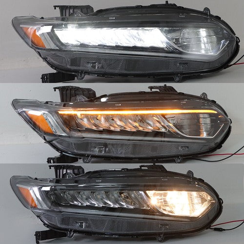 DURAFORCE Headlamps For Honda Accord 2018-2020 Halogen Headlights Clear W/LED DRL LH&RH
