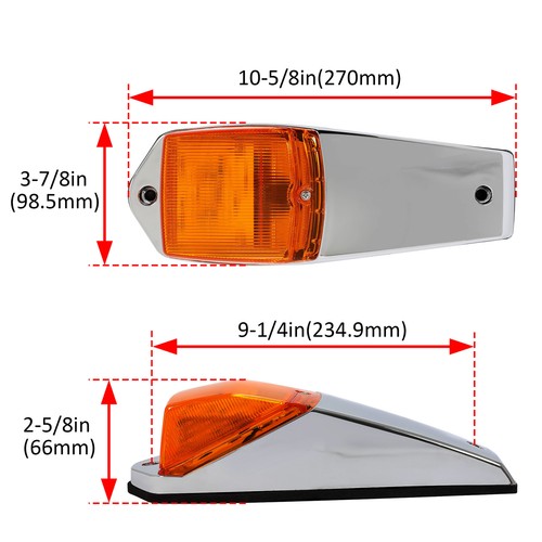 DURAFORCE 5 Cab Roof Marker Lights For Freightliner heavy duty Truck 31 LED Amber Chrome