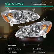 DURAFORCE HeadLamps Headlights Fit For Toyota Corolla 2003-2008 Pair Left+Right Side