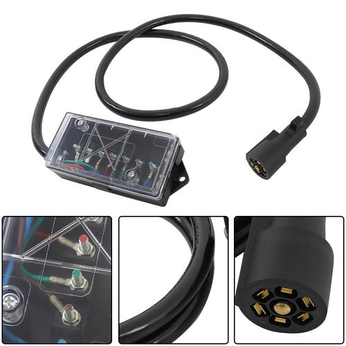 DURAFORCE 7 Way Plug Inline Pre-Wired Trailer BLACK Cord w/Junction Box 6 Ft Wiring Cable