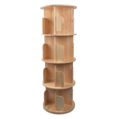 DURAFORCE Rotating Bookshelf 360 Degrees 4 Tier Stackable Solid Wood Bookshelf for Home