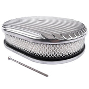DURAFORCE 12" Oval Fully Finned Polished Aluminum Air Cleaner For Classic Chevy Ford Mopar
