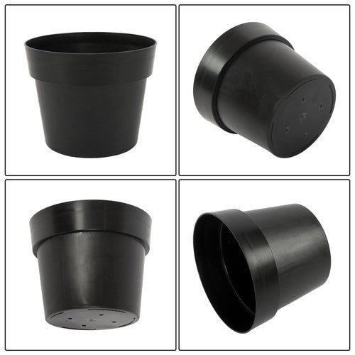 DURAFORCE 5 Pack Heavy Duty 5 Gallon Planters Plastic Nursery Pots Flower Plant Pots