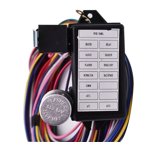 DURAFORCE 14 Fuse 12V For Street Hot Rat Muscle Car Universal 12 Circuit Wire Harness