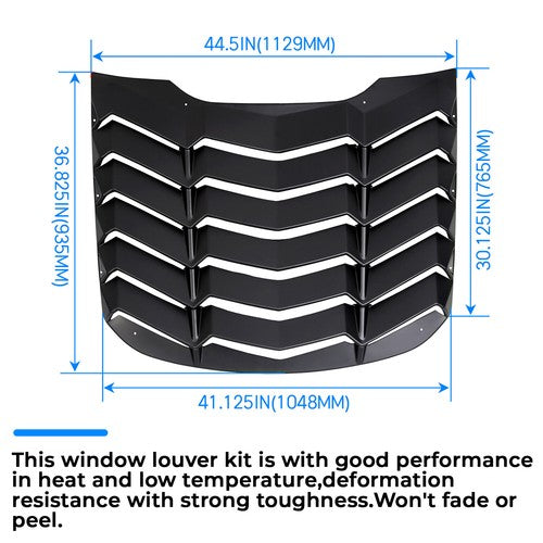 Fits 2015 2023 2019 2018 Ford Mustang Rear Window Louver Cover Sun Shade ABS