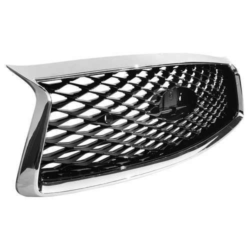 DURAFORCE For 2018-2023 Infiniti Q50 Chrome Bezel Front Bumper Black Grille W/sensor holes