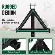 DURAFORCE Heavy Duty 3 Point 2" Receiver Trailer Hitch Category 1 Tractor Tow Drawbar Pull
