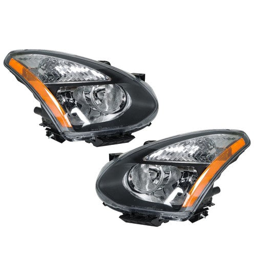 DURAFORCE Headlight For Nissan Rogue 2008-2013 Halogen Housing Black Driver+Passenger Side
