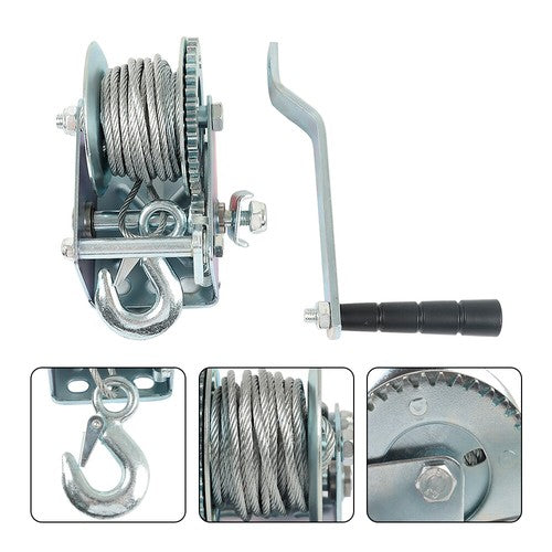 DURAFORCE 600 lbs Steel Cable Hand Winch Crank Gear Winch Atv Boat Trailer Heavy Duty
