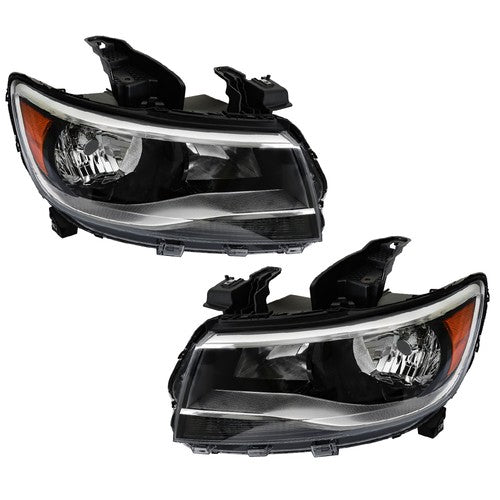 DURAFORCE For Chevy Colorado 2015-2022 LH+RH Headlights Headlamps Clear Lens Halogen Black
