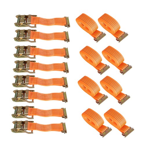 DURAFORCE 2 "x 20' 4000 lb E-Track Ratchet Straps Orange Heavy Duty Tie Downs New 8 Set