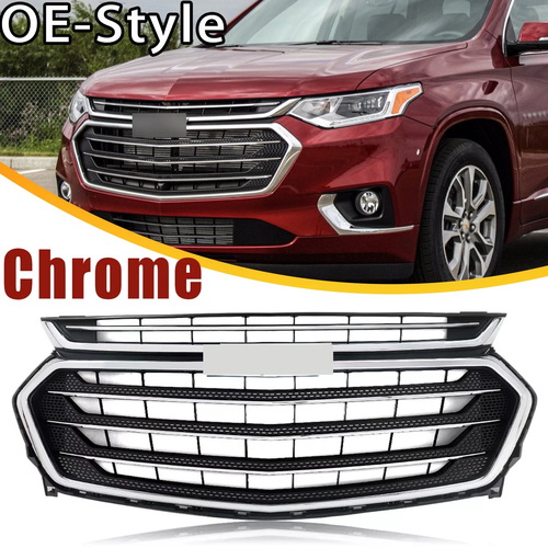 DURAFORCE Front Bumper Grille Upper Grill Chrome For Chevy Chevrolet Traverse 2018-2021