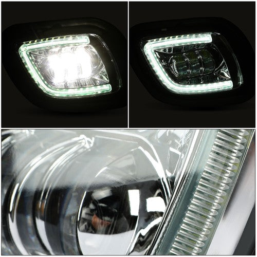 DURAFORCE Projector Fog Lights Lamp Chrome w/LED Halo Ring For Freightliner Cascadia 08-17