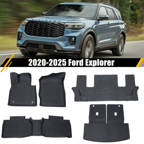 DURAFORCE Floor Mats for Ford Explorer 2020-2025 6 Seats TPE Cargo Mat Floor Liners
