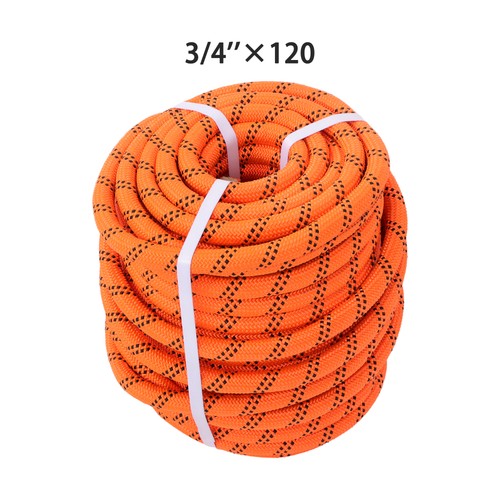 DURAFORCE Orange & Black 48 Strands Polyester Braided Arborist Bull Rope 8626lbs 3/4"×120'