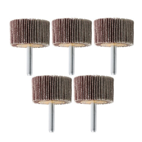 DURAFORCE 5 Pack 1-1/2" x 1" x 1/4" Aluminum Oxide Shank Mounted Flap Wheels 120 Grit