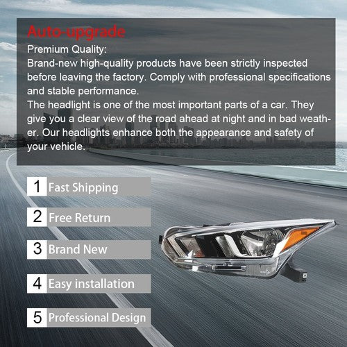 DURAFORCE Driver Left Side Headlight Assembly FIt For 2020-2021 Nissan Versa S SV Halogen