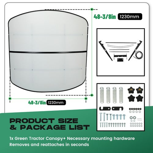 DURAFORCE Tuff Top Tractor Canopy White For ROPS 52" X 52" w/ Mounting Accessories