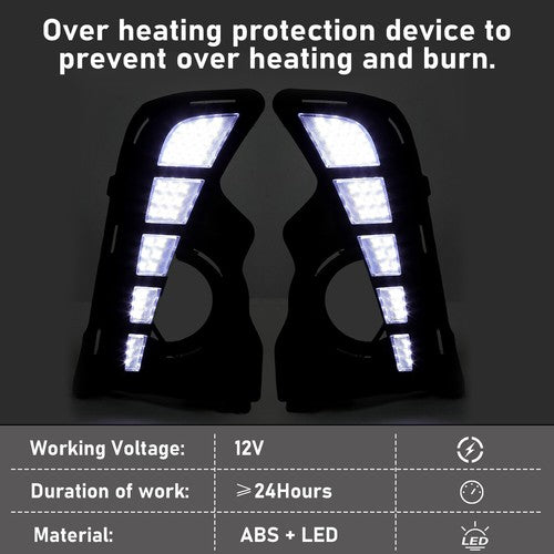 DURAFORCE For Toyota Highlander 2017-2019 LED DRL Daytime Running Lights Driving Fog Lamps