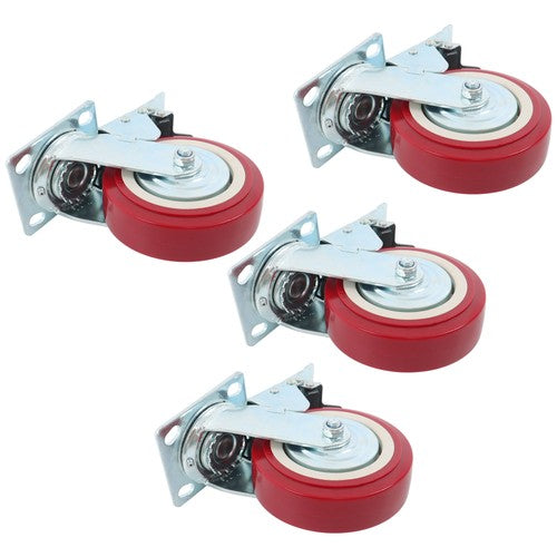 DURAFORCE 4 Pack 6' x 2' Heavy Duty Caster Wheel Swivel Plate PU With Brake Wheels
