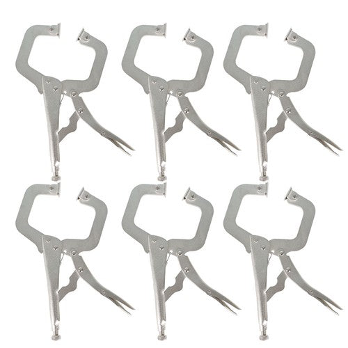 DURAFORCE Adjustable C-Clamp Locking Pliers Set 11" Locking Welding With Swivel Pads 6 Pcs