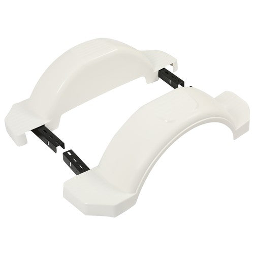 DURAFORCE 2 Single Axle Trailer Fenders w/ Top Step For 13" Wheels Tires Skirt Boat White