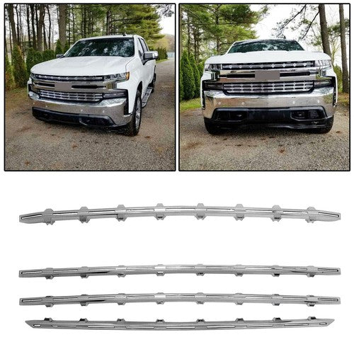 DURAFORCE Snap On Chrome Grille Trim Molding Covers for 19 21 Chevy Silverado 1500 LT RST