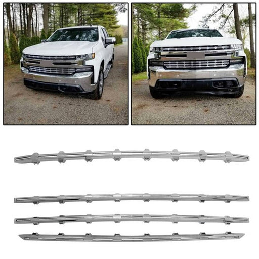 DURAFORCE Snap On Chrome Grille Trim Molding Covers for 19 21 Chevy Silverado 1500 LT RST
