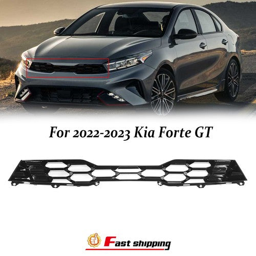 DURAFORCE Front Bumper Upper Grille 86350-M6510 For 2022-2023 Kia Forte GT Black Plastic