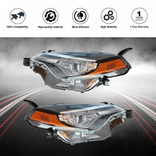 DURAFORCE For Toyota Corolla L Le Eco 2017-2019 Headlight Projector Set Halogen L+R Clear