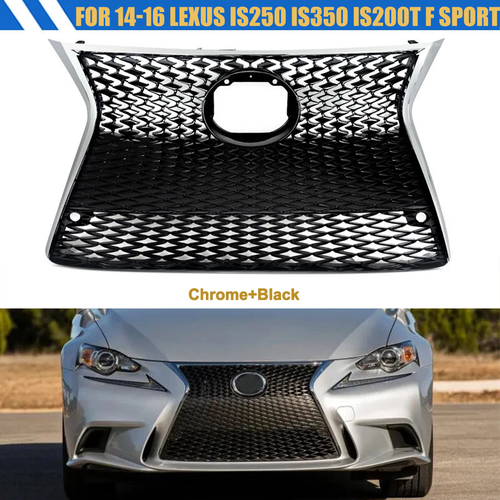 DURAFORCE Front Bumper Grille Gloss Black for 14-16 for Lexus IS200t IS250 IS350 F Sport