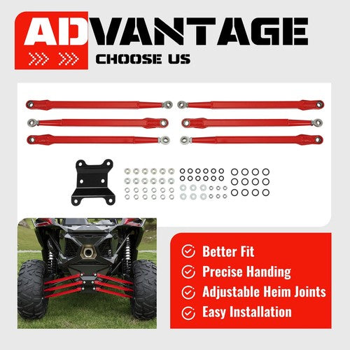 Red Boxed Rear Radius Arms for Can Am Maverick X3 2017 Plus 64 Inch Body Powder Coated