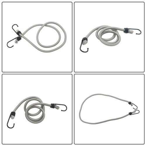 DURAFORCE 4 Pack Ratchet Strap Polyester Gray 2200lbs 1in*15ft S Hook 36' Stretch Cord*2