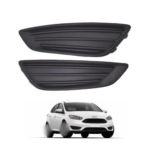DURAFORCE Left&Right Black Fog Light Cover For Ford Focus 15-2017 2018 Frame Bezel Trim