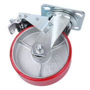 DURAFORCE 1 x 6' Heavy Duty Metal CASTERS Construction Red With Brakes