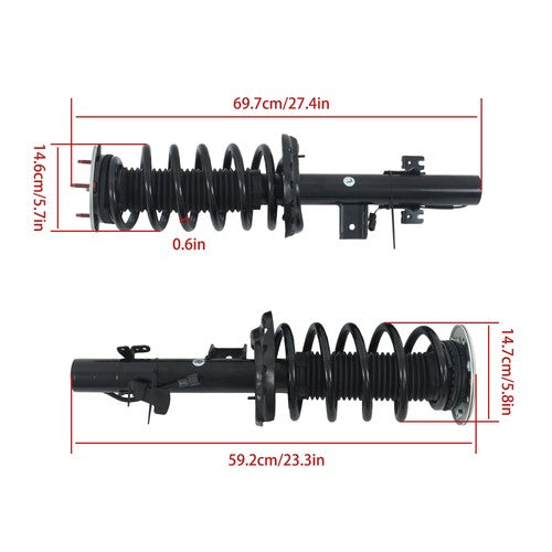DURAFORCE For Range Rover Evoque 2012-2018 NEW Set Shock Absorber Strut Assys w/ Electric