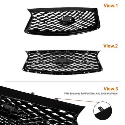 DURAFORCE For 2018-2023 Infiniti Q50 Front Bumper Grille With Camera Hole F23106HH0C